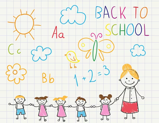 Child's drawing of mother with children